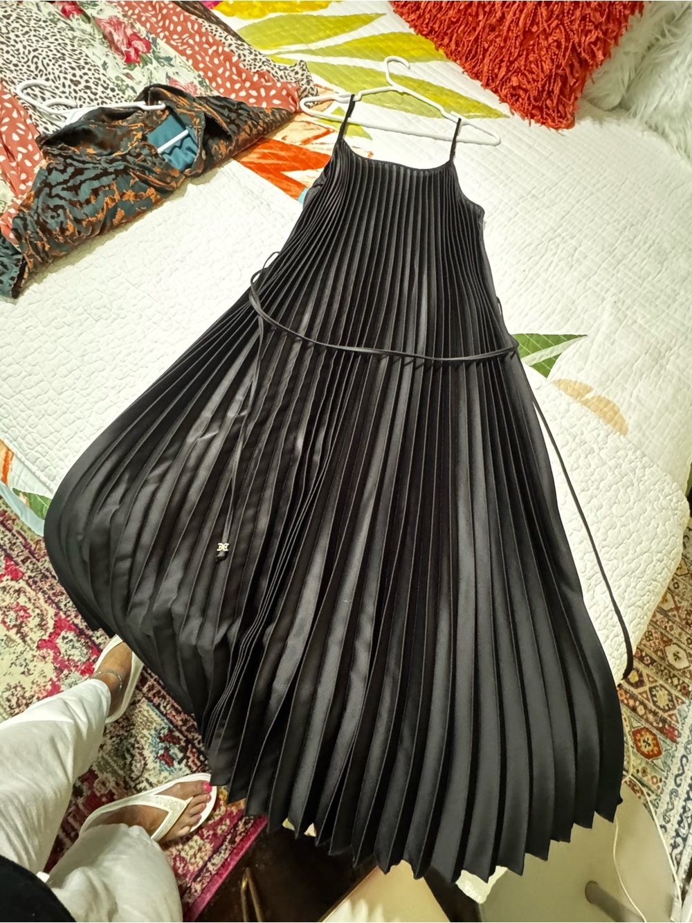 Sam Edelman Black Pleated Maxi Slip Dress